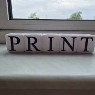 Bygklods - personligt tilpasset klodser - hvid klods sort tekst - PRINT