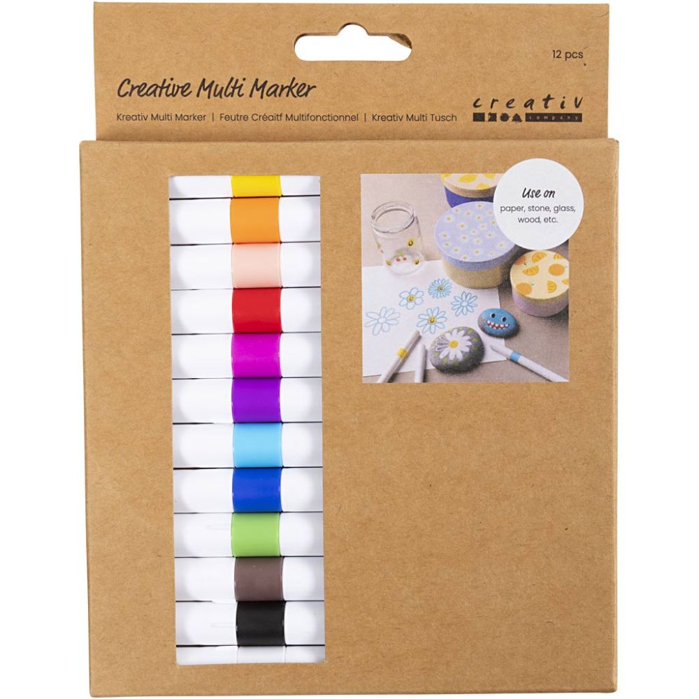 Kreativ Multi Tusch – vandbaseret og ikke‑permanent 12 stk / 1 pk - Billede 4